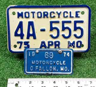 Missouri - 1974 / 75 Motorcycle Dealer License Plate - With City Plate,