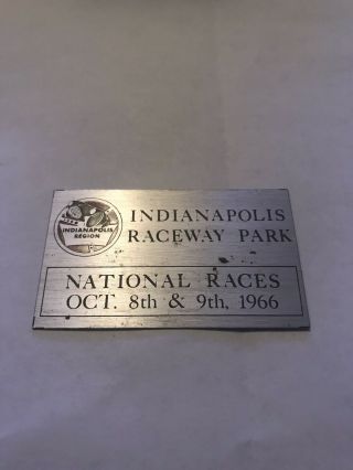 Vintage 1966 National Races Dash Plaque Scott Harvey Indianapolis Raceway Park