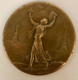 1927 Charles Lindbergh Bronze Commemorative Medallion York To Paris