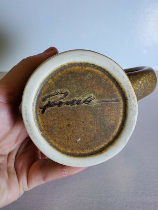 Vintage hand crafted signed glazed pottery coffee mug unique 3