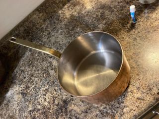 Brass And Copper Sauce Pan Vintage Heavy 18 Needs Polishing?
