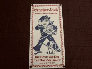Vintage Cracker Jack Box Enamel Or Porcelain Coated Metal Advertising Sign