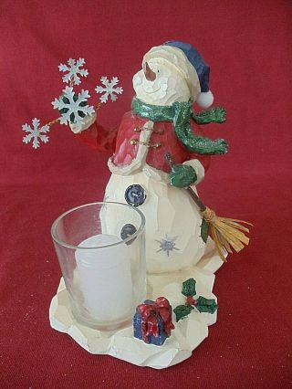 Vintage Snowman Resin Candle Holder 7 " Tall