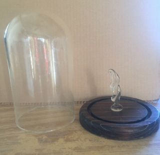 Vintage Glass and Wooden Dome Display Stand With Flame 2