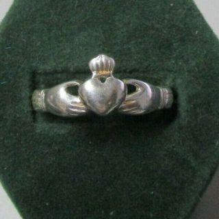 Vintage Hallmarked Sterling Silver Claddah Heart Crown Ring - Size 10 2