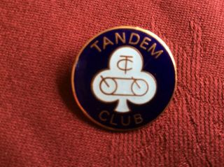 Vintage Tandem Club Yellow Metal & Enamel Pin - Back Badge - Cycle Club