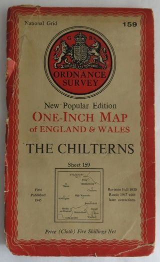 1949 One Inch Linen Map Of England And Wales The Chilterns (inv3084)