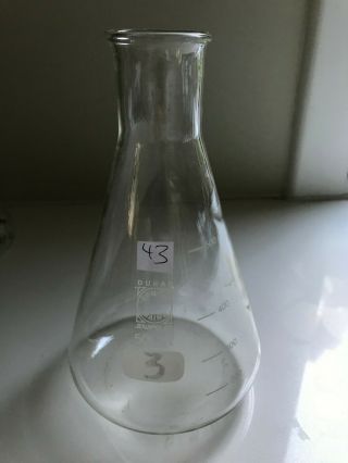 Vintage 500ml Erlenmeyer Glass Flask - Schott Duran Mainz Jena Glas -