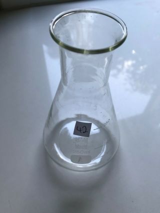 Vintage 250ml Erlenmeyer Glass Flask - Schott Duran Mainz Jena Glas -