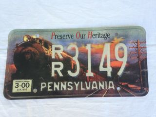 Pennsylvania Preserve Our Heritage License Plate Train Locomotive Railroad