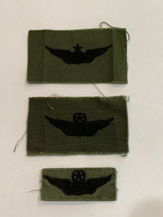 3 X Vtg Us Army Helicopter Pilot Wing Subdued Cloth Badge