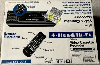 Sv2000 Svb106at Vhs Player 4 Head Hifi Video Cassette Recorder Vcr