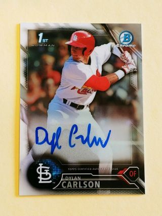 Dylan Carlson 2016 Bowman Chrome Base Auto Autograph Rc Rookie Cardinals