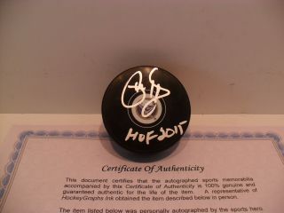 Phil Housley Autographed Signedbuffalo Sabres Puck Inscribed " Hof 2015 "