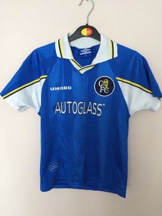 Vintage Chelsea Home Football Shirt 1997 - 1999 Umbro Size 10/11 Years