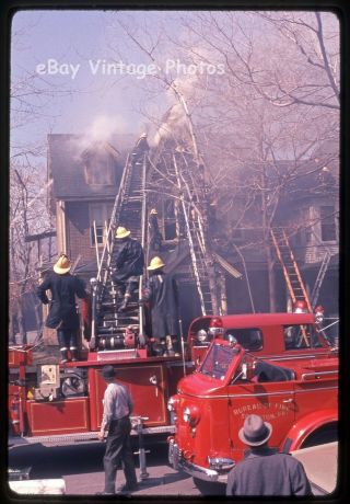 Vintage 1967 Slide Photo Scranton Pa Fire Department Company Firefighting Jb382