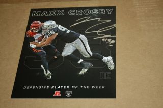 Oakland Raiders Maxx Crosby 98 Signed Auto 8x10 Photo " Madd Maxx "