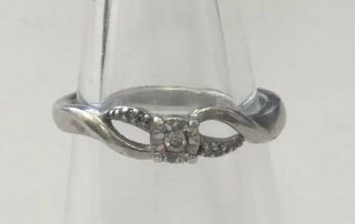 Vintage Sterling Silver 925 Diamond Ring Sz 6.  5 Cdw9