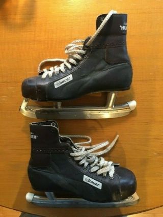 Vintage Bauer Hugger Black Hockey Ice Skates Size 10 1/3