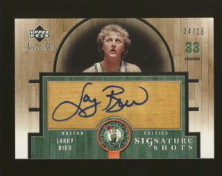 2005 - 06 Upper Deck Sweet Shot Larry Bird Floor Patch Auto 4/15 Celtics
