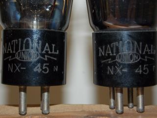 National Union engraved base Type 45 vacuum tubes and guaranteed 2