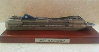 Msc Magnifica Cruise Ship Model,  Metal Mounted On Wood