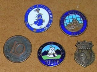 5 Vintage Childrens Club Badges Zoo Ovaltinies Camping Club Youth Cococub Boys