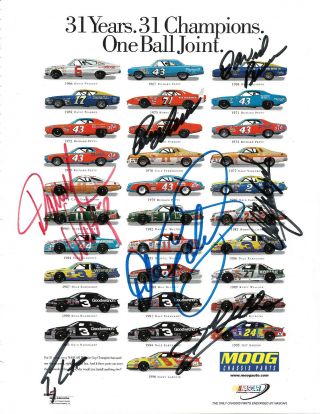 Nascar Cup Champions Hand Signed Autographed Moog Advert