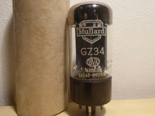 1x Mullard Gz34 (5ar4 5u4g U52 Gz37),  Hole In Guide Pin,  F32,  Nos,  100