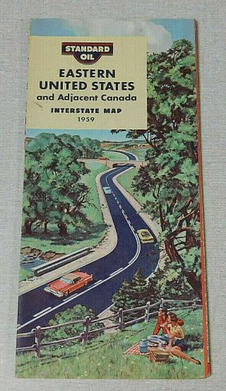 1959 Standard Oil Company Gas Station Map Of The Eastern United States Canada