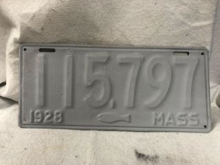Vintage 1928 Massachusetts License Plate Restorable