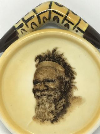 Vintage Souvenir Wall Plate/Pin Dish BROWNIE DOWNING Aboriginal Man & Boomerang 2