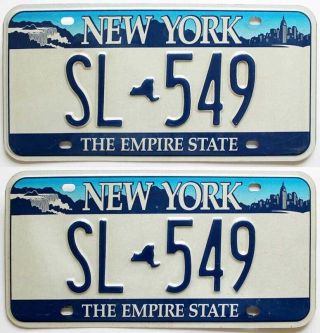 York City Skyline,  Niagara Falls,  License Plate Low Number Pair,  Sl - 549