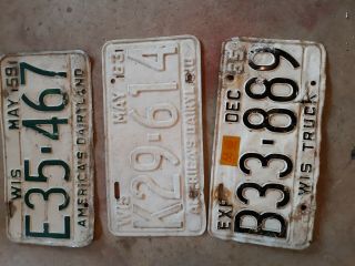 Vintage License Plates Wi 59,  63,  And 65 Little Rough