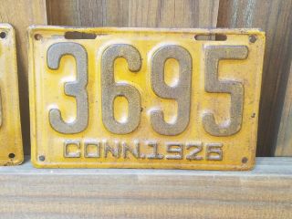 Antique 1926 Connecticut License Plate Pair 3695 Yom Year Of Manufacture Metal