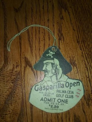 Vintage Pga 1935 Golf Gasparilla Open Ticket Pass Walter Hagen Rare Vtg