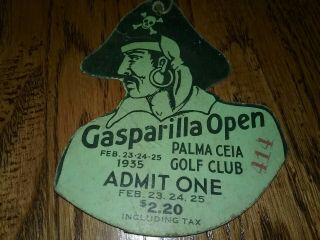 Vintage PGA 1935 Golf Gasparilla Open Ticket Pass Walter Hagen RARE VTG 2
