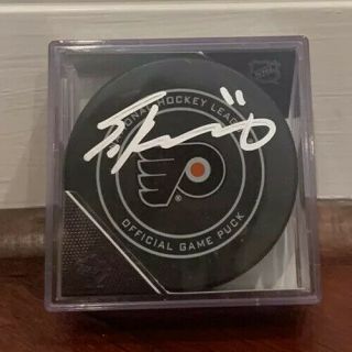 Travis Konecny Autographed Signed Official Nhl Game Puck Philadelphia Flyers