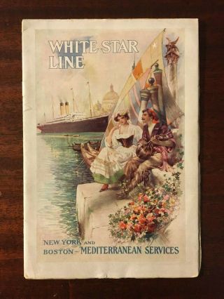 White Star Line Adriatic Feb 18 1913 Passenger Brochure W/ Olympic Advertising