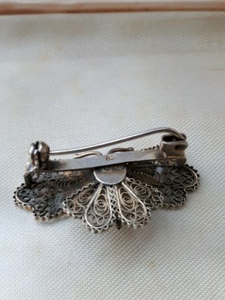 Vintage Jewellery Fine Silver 800 Filigree Butterfly Brooch 2