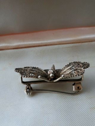 Vintage Jewellery Fine Silver 800 Filigree Butterfly Brooch 3