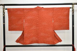 Vintage Silk Kimono Jacket:classic Orange Brown Autumn Grass@yx37