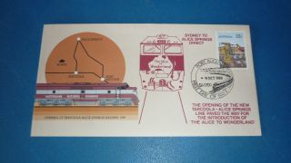Australian Tarcoola Railway Cover,  1980 Sydney To Alice Springs Direct