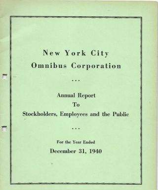 1940 York City Omnibus Corp.  Annual Report For The Year Dec.  31,  1940