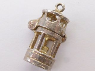 Vintage 925 Sterling Silver Charm Miners Lamp Opens 2.  4g Ch105