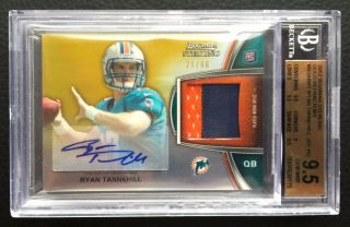 /66 Ryan Tannehill Bgs 9.  5 2012 Bowman Sterling Gold Refractor Auto Jersey Rc
