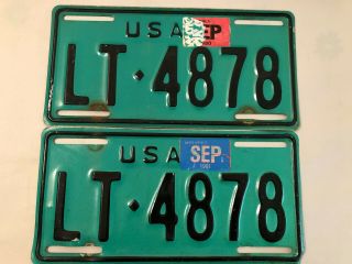 Vintage U.  S Forces In Germany Matching Set Of License Plates Lt - 4978