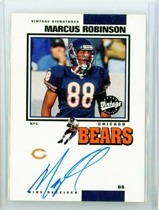 Marcus Robinson 2001 Upper Deck Vintage Signatures On Card Auto Chicago Bears Sp