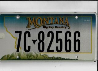 Montana Passenger License Plate " 7c 82566 " Flathead