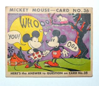 Vintage 1930s Disney Mickey Mouse Bubble Gum Card Number 36